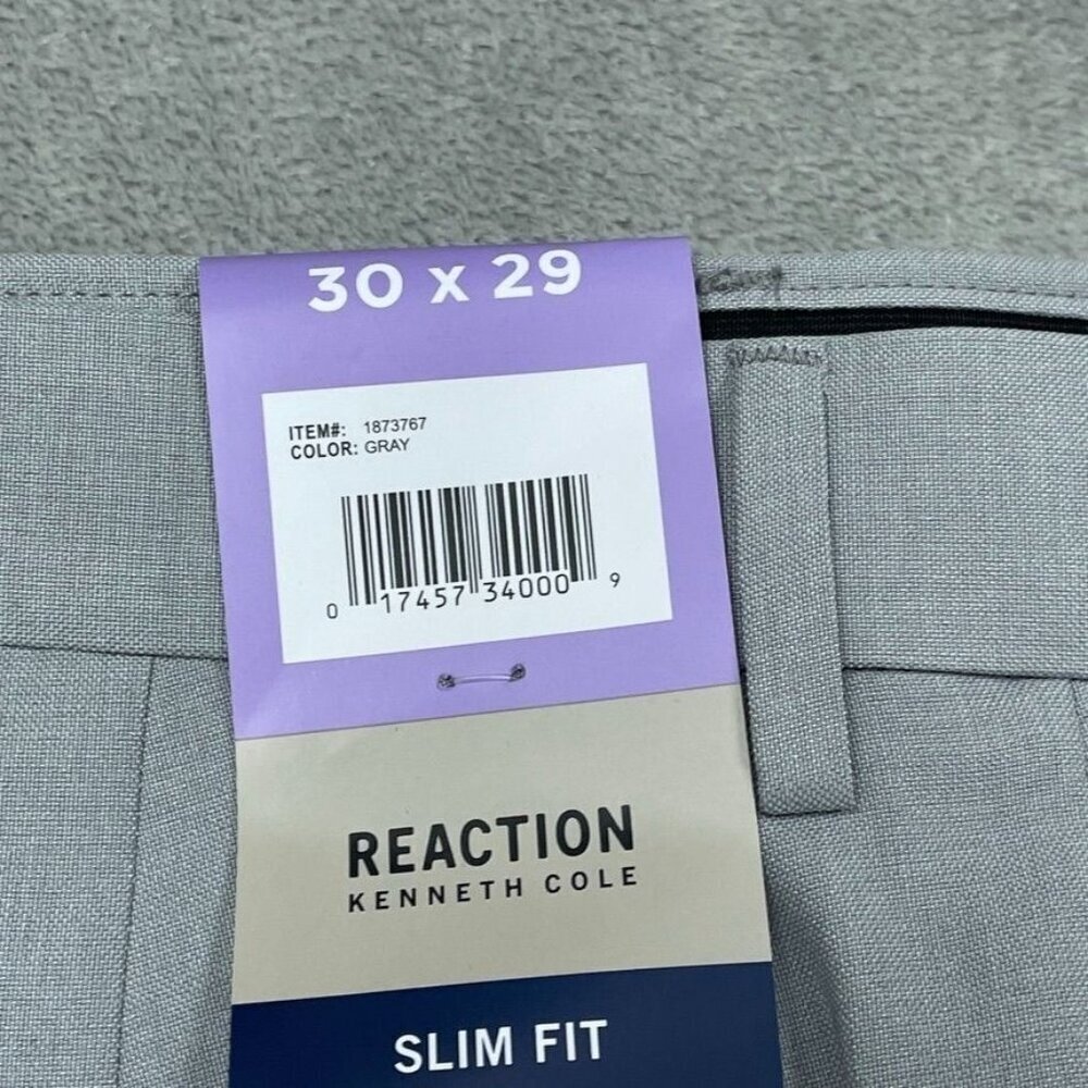 Kenneth Cole Reaction Slim Fit Gray Techni-Cole Dress Pants 30x29 a1243 - Picture 4 of 6